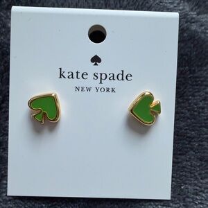 NWT Kate Spade Green and Gold spade Earrings